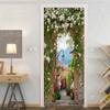 3D Pink Flower Alley Door Wall Mural Sticker, 90 x 210 cm view 1