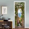 3D Pink Flower Alley Door Wall Mural Sticker, 90 x 210 cm view 2