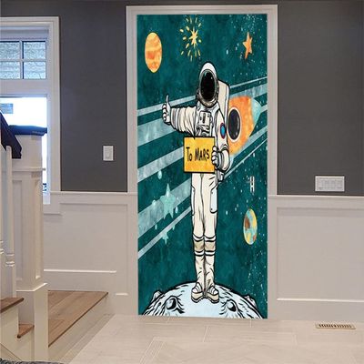 3D Self-Adhesive Door Mural, Space Astronaut, 95 x 215 cm