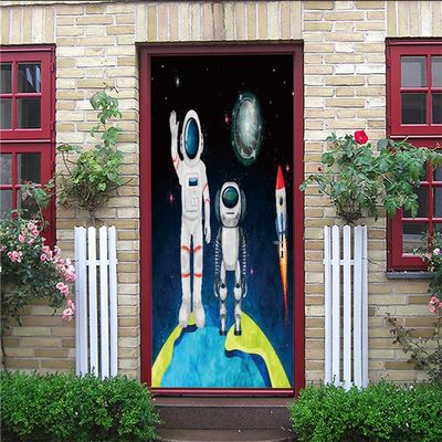 3D Space Astronaut Door Wall Sticker, Self-Adhesive, 95 x 215 cm