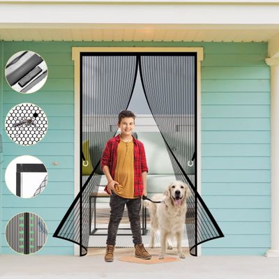 Magnetic Fly Screen Door Curtain, 280 x 220 cm, No Drilling, Black