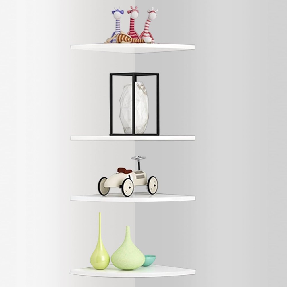 ZOFORTY 4-Tier Corner Shelf, White, 26 cm / 10.2 in