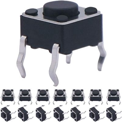 SCHIK 100-Pack 6 x 6 x 4.3 mm PCB Momentary Tactile Push Button Switches, 4-Pin DIP