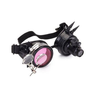 WORNEW Punk Retro Steampunk Gothic Glasses, Black, One Size