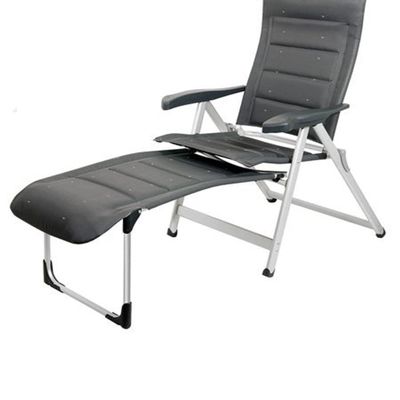 Exclusive Comfort Isabella Thor Folding Lounge Chair, Light Gray, with Leg Rest