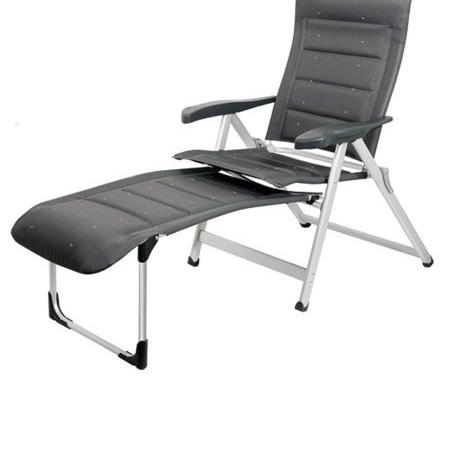 Exclusive Comfort Isabella Thor Folding Lounge Chair, Light Gray, with Leg Rest
