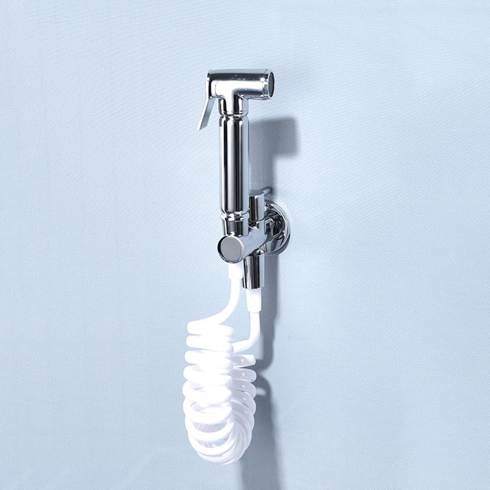 Wall-Mounted Chrome Bidet Sprayer Kit with Spring Hose