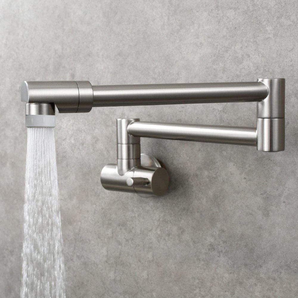 DERBUT Wall-Mounted Dual-Joint Pot Filler Faucet, Brushed Brass