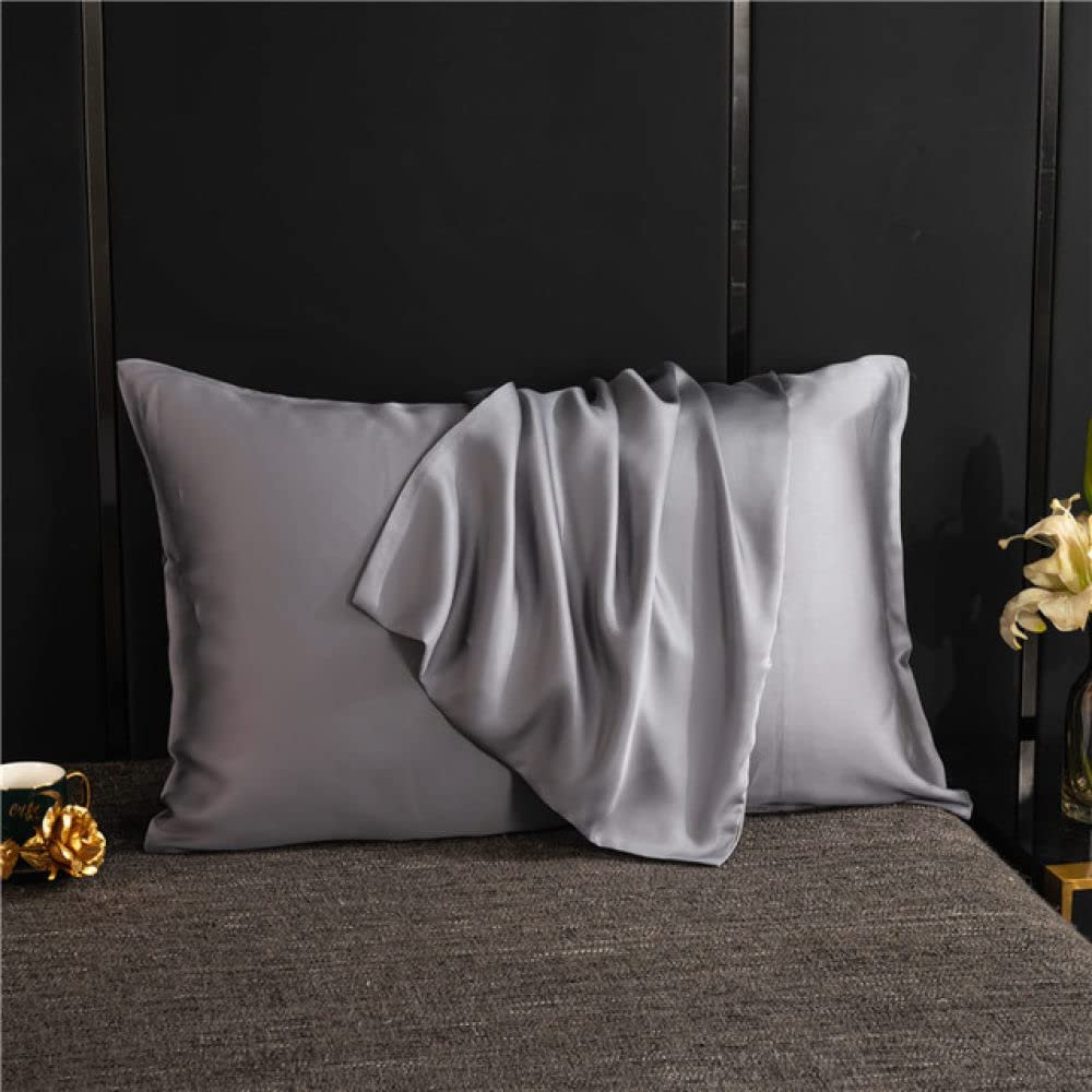 Silk Pillowcase, Solid Color, Envelope Closure, Gray, 70 x 70 cm / 51 x 66 cm, 1 Piece