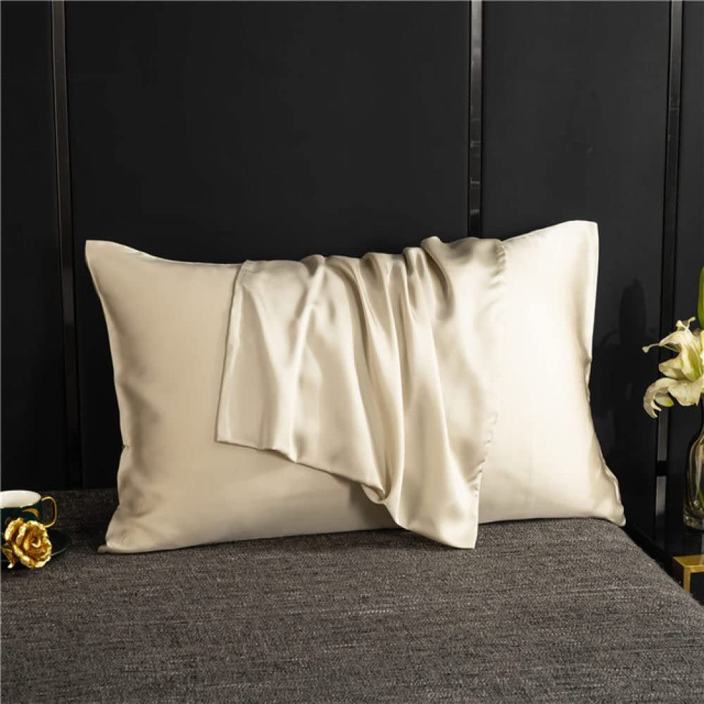 Solid Silk Pillowcase with Envelope Closure, 70 x 70 cm, Flat Khaki, 53 x 102 cm, 1 Piece