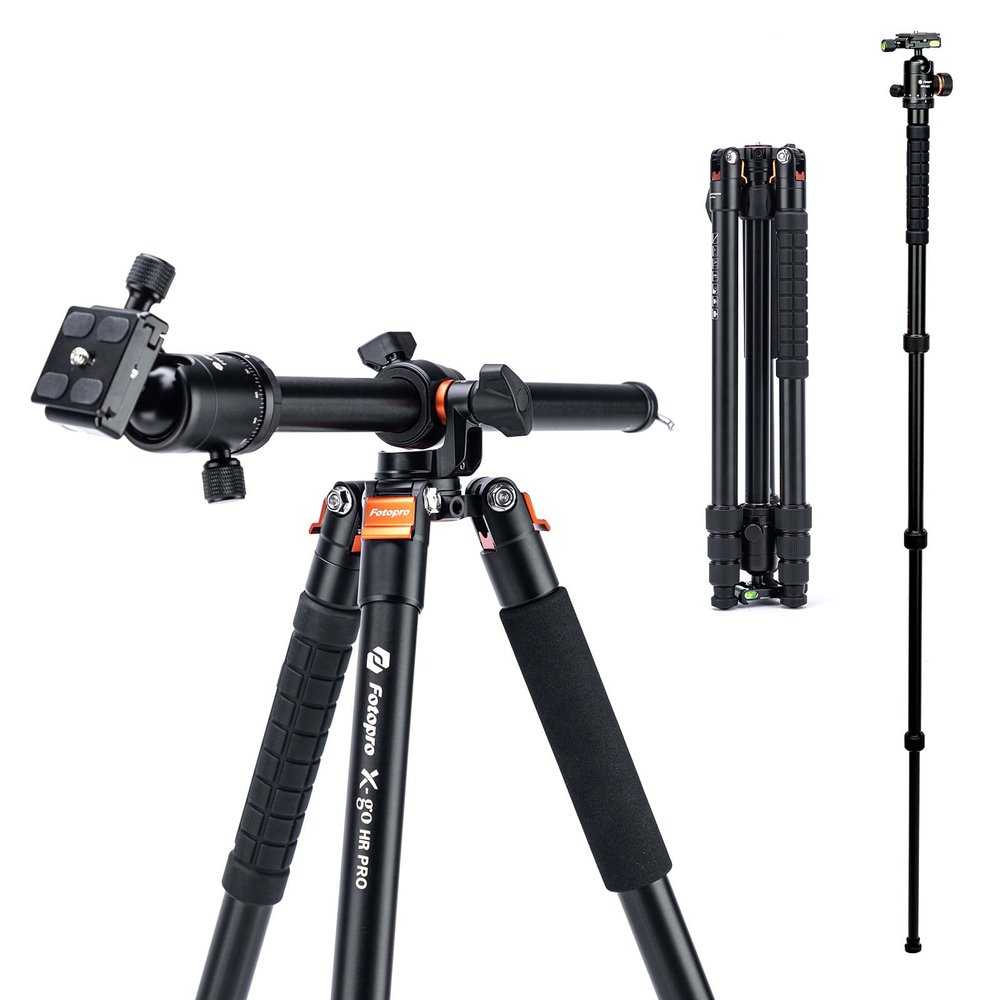 Fotopro Horizontal Camera Tripod, 184 cm, 360° Ball Head, 2-in-1 Tripod and Monopod