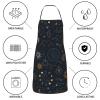 IUBBKI Mystical Stars Sun Eyes Moon Black Apron for Women and Men with Pockets view 4