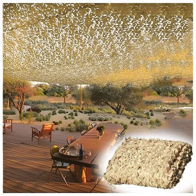 IRUGS Beige Camouflage Shade Net for Balcony, Awning or Pergola, 3 x 9 m