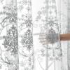 Homxi Semi-Sheer Curtains, 2-Piece Set, Gray White Vintage Floral Print, 42 x 96 in view 4