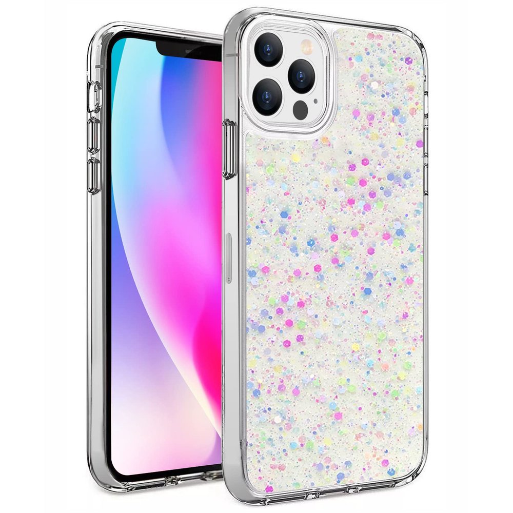 Kewmayer Glitter Case for iPhone 12 Pro Max, Clear TPU Shockproof Cover