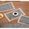 Set of 6 Washable Dark Blue Jacquard Placemats view 2