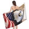 NOLACE Patriotic Bald Eagle with American Flag Beach and Yoga Towel, Quick-Drying Microfiber Travel Towel view 1