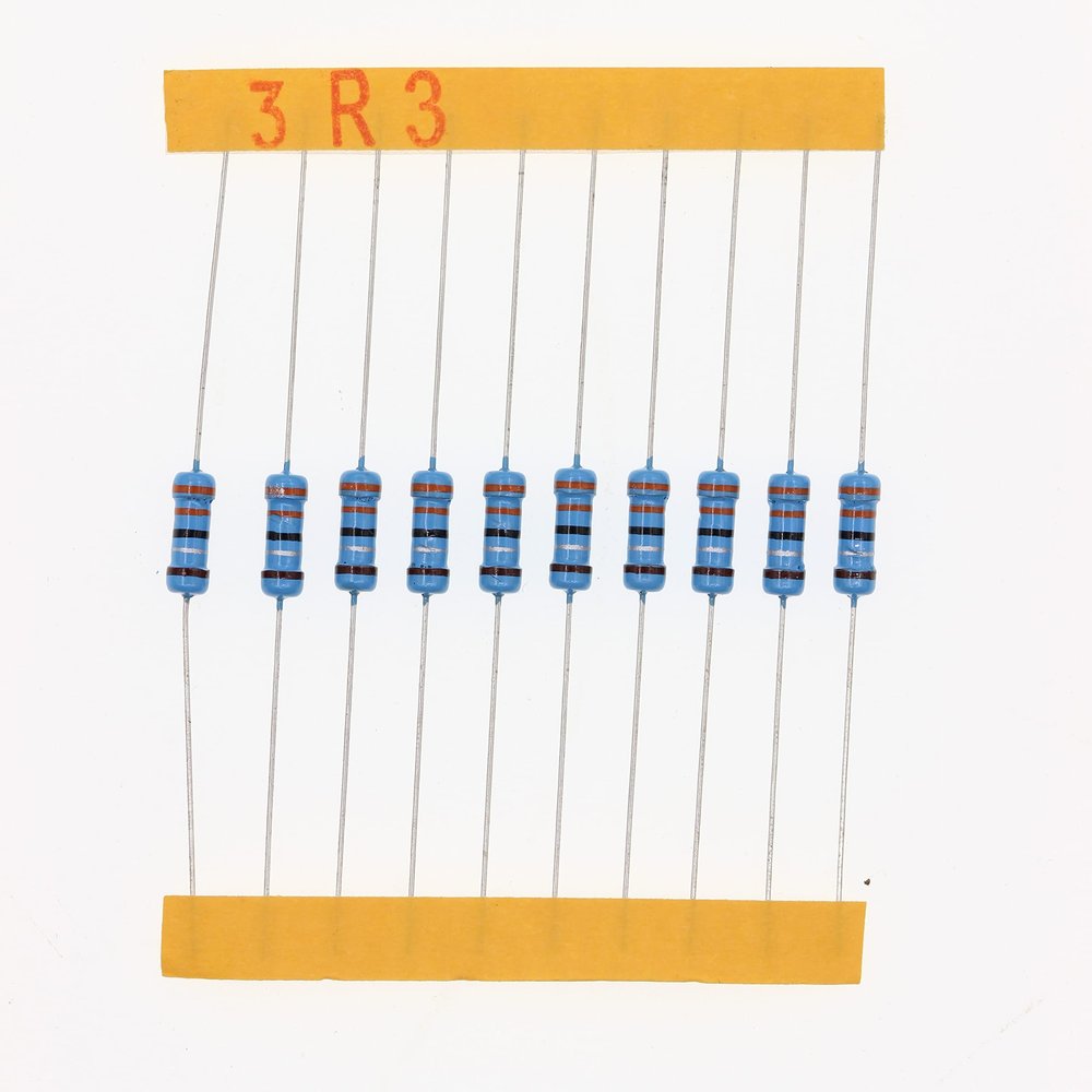 HUABAN 100-Pack 3.3 Ohm 1% 1/2W Metal Film Resistors