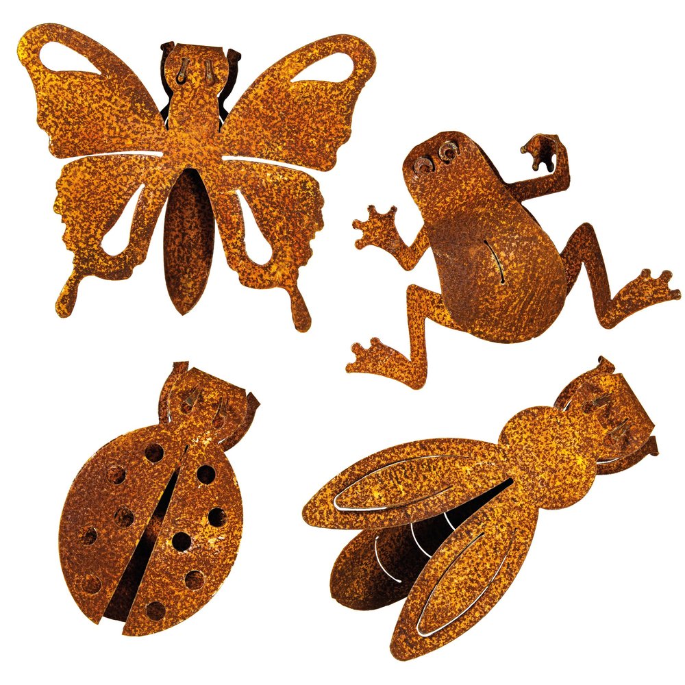 Blümelhuber Set of 4 Weather-Resistant Metal Rust Fence Figures
