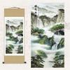Chinese Art Wall Silk Scroll, Buddhist Thangka Landscape Painting, Khaki view 1