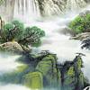 Chinese Art Wall Silk Scroll, Buddhist Thangka Landscape Painting, Khaki view 4