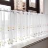 BIRLD White Tulle Café Curtain, Semi-Sheer Short Curtain with Daisy Pattern, Pink, 42 x 230 cm view 1