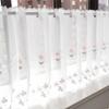 BIRLD White Tulle Café Curtain, Semi-Sheer Short Curtain with Daisy Pattern, Pink, 42 x 230 cm view 4