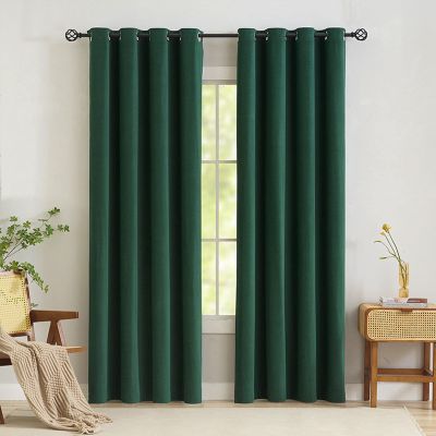 ADOORO 2-Piece Set Blackout Thermal Curtains with Grommets, Dark Green, 165 x 90 cm (W x H)