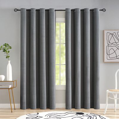 ADOORO 2-Piece Blackout Curtain Set with Eyelets, Dark Gray, 280 x 160 cm (W x H)