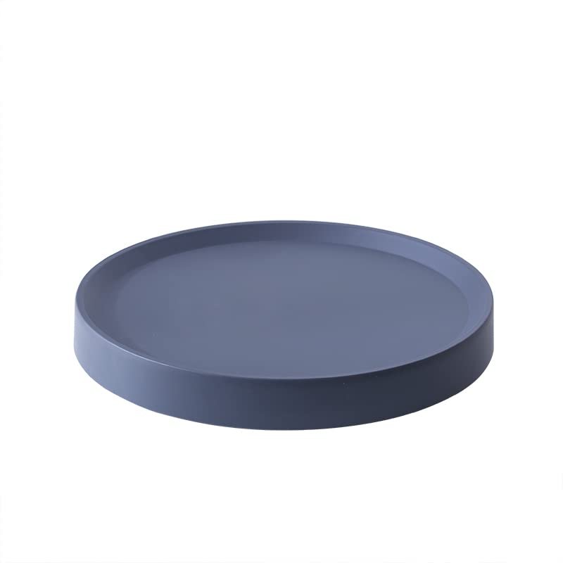 Mkuha Round Plastic Plant Caddy with Hidden Wheels and Water Storage, Gray, 31 cm
