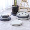 Mkuha Round Plastic Plant Caddy with Hidden Wheels and Water Storage, Gray, 31 cm view 2