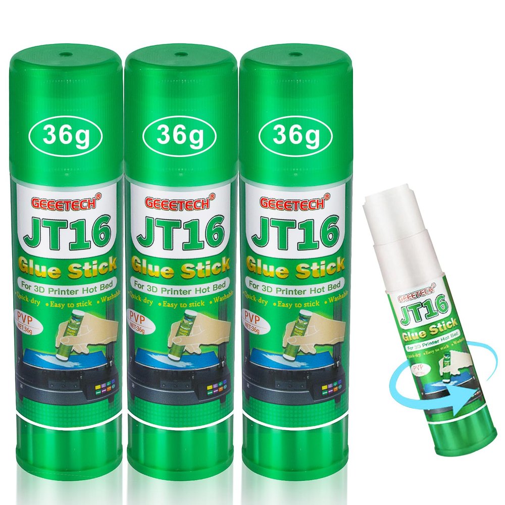 GEEETECH 3D Printer Glue Sticks, PVP Glue for Heated Print Beds, 3-Pack