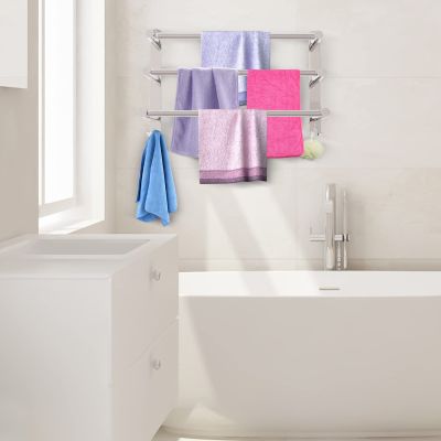 3-Tier Retractable Bathroom Towel Rack, Wall-Mounted