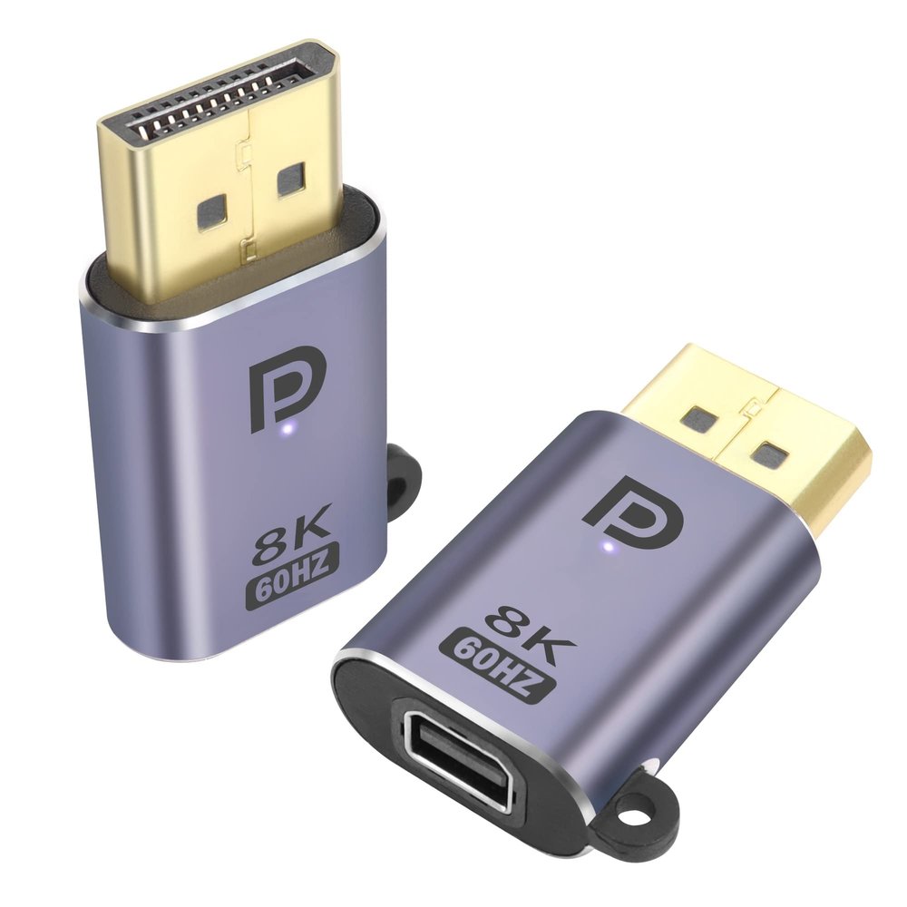 QIANRENON DP to Mini DisplayPort Adapter, 8K@60Hz DP 1.4 Male to Mini DP Female, 2-Pack