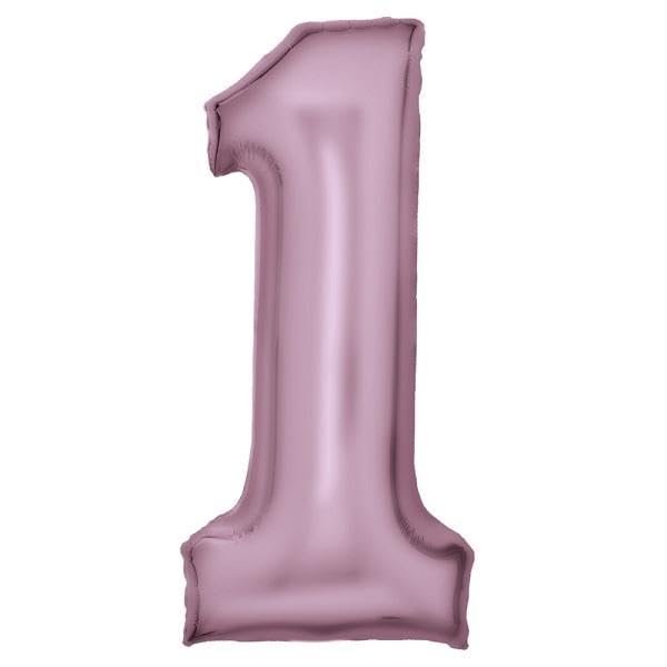 Amscan Large Number 1 Silk Lustre Pastel Pink Foil Balloon, 86 cm