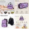 NETILGEN Kids' Backpack Set, 3-Piece Set with Lunch Bag and Pencil Case, Purple Mushroom view 3
