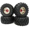 hobbysoul Adjustable 4-Offset 2.2 Beadlock Wheels and Tires, Champagne, 5.12 in / 130 mm, 4-Piece Set, Mounted view 1