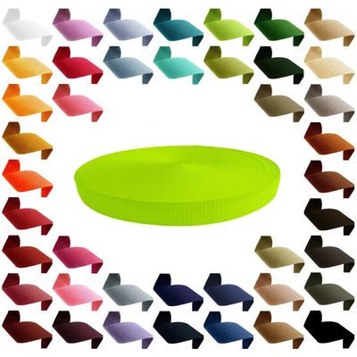 Polyester Webbing Strap 50 m, Neon Colors, Choice of Color and Width