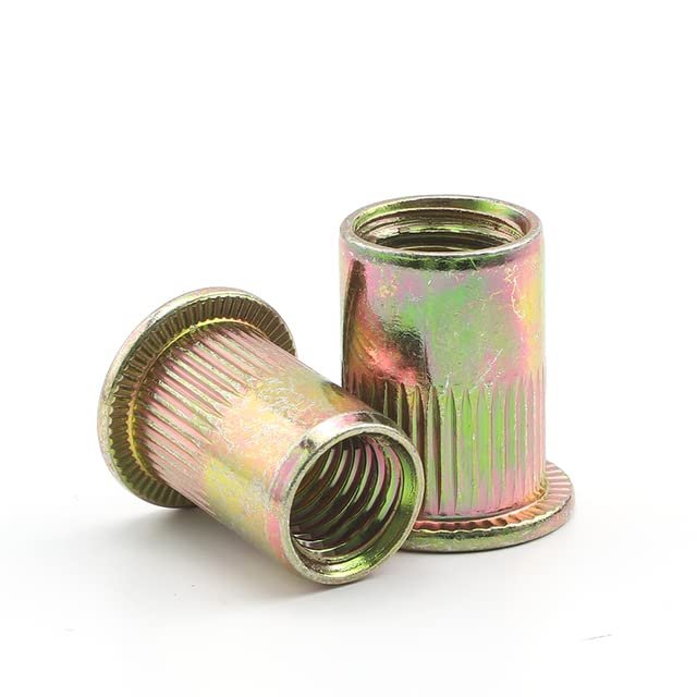 230-Piece Stainless Steel Blind Rivet Nuts, M3–M12, Galvanized Threaded Inserts for Enclosure Panels, M12 2-Piece, Yellow Zinc-Plated