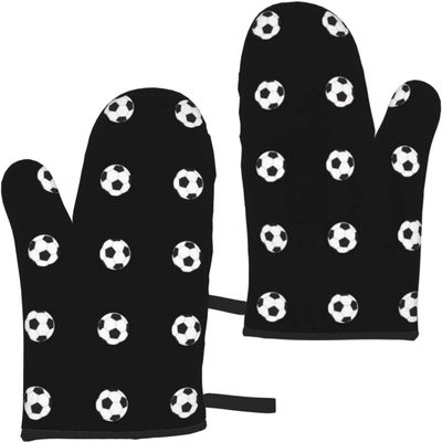 Soccer Ball Pattern Oven Mitts, Non-Slip Heat-Resistant Baking Gloves, 1 Pair