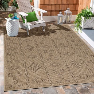 Carpetsale24 Outdoor Rug 120x170 cm, Weather-Resistant Rug for Balcony, Patio & Living Room, Flatweave in Jute Look, Easy-Care & Versatile