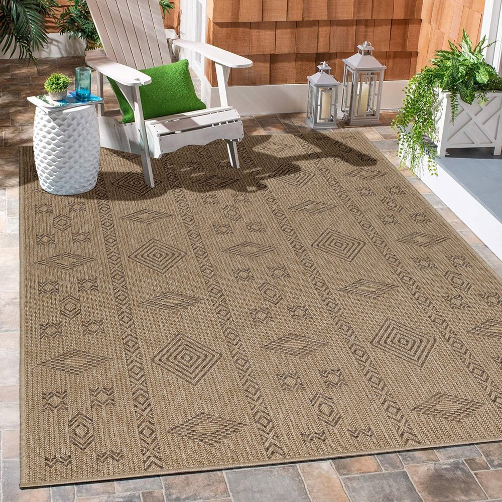 Carpetsale24 Outdoor Rug 120x170 cm, Weather-Resistant Rug for Balcony, Patio & Living Room, Flatweave in Jute Look, Easy-Care & Versatile