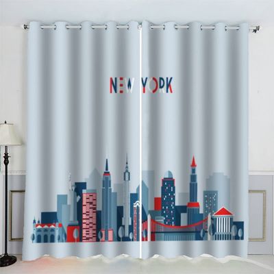 VASENA New York Skyline Blackout Curtains, 2-Piece Set, 3D Print, 234 x 137 cm