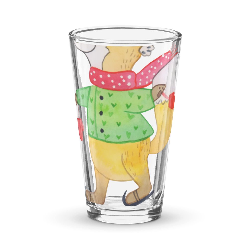 Mr. & Mrs. Panda Personalized Fox Ice-Skating Drinking Glass