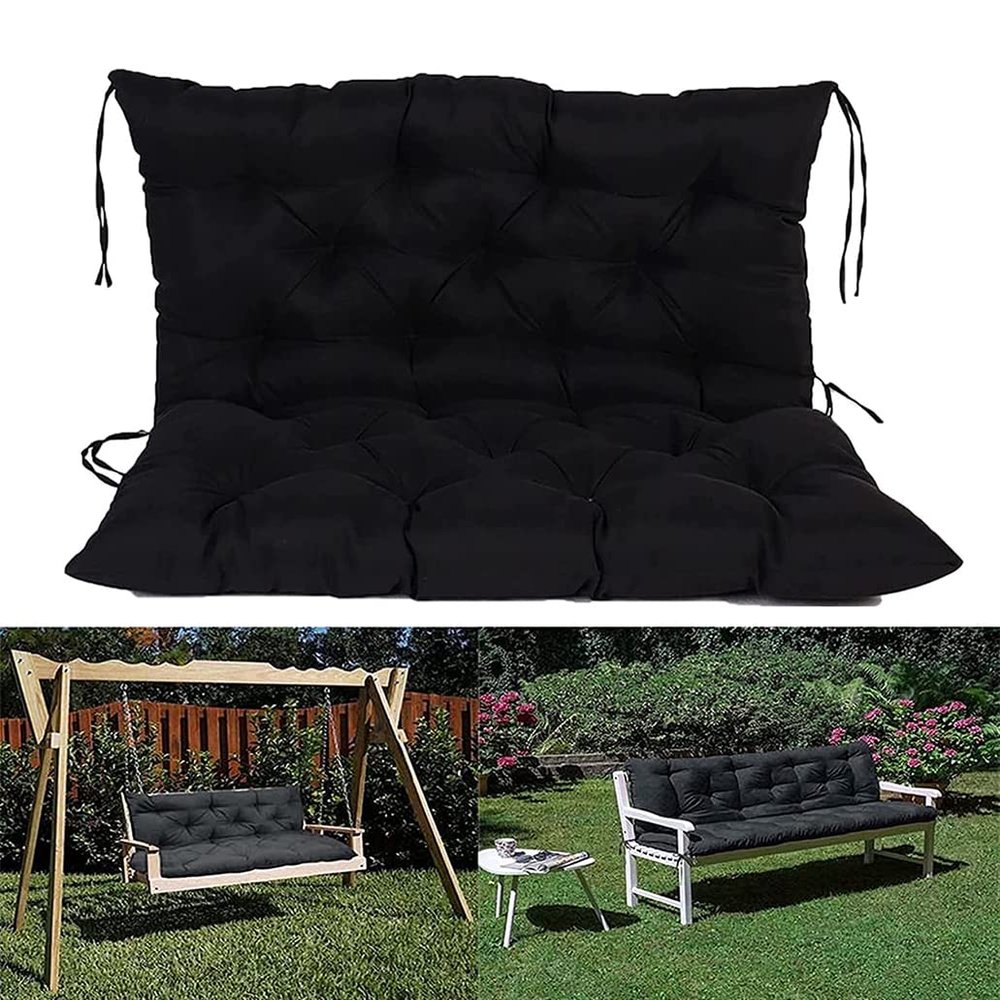 Yuly Outdoor Garden Bench Cushion, 2/3-Seater, Waterproof, Black