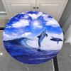 Morbuy Round Elastic Waterproof Tablecloth, Ocean Waves, 120 cm view 1