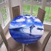 Morbuy Round Elastic Waterproof Tablecloth, Ocean Waves, 120 cm view 2