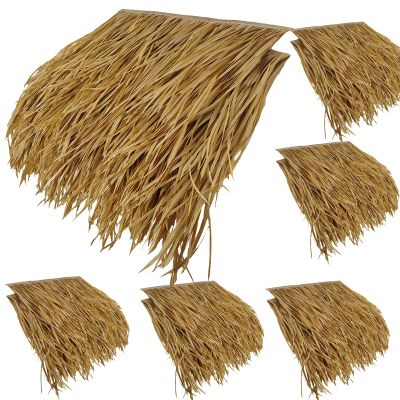 Artificial Palm Grass Thatch Panels, Rot-Resistant, Up to 15-Year Lifespan, Fire-Resistant Yellow, 10-Piece