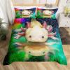 TAKOLI Axolotl Bedding Set 220 x 240 cm, Soft Microfiber 3D-Print Salamander Design, 3-Piece, Marine Reptiles and Fish, Duvet Cover with 2 Pillowcases 80 x 80 cm, Zipper Closure view 1