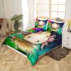 TAKOLI Axolotl Bedding Set 220 x 240 cm, Soft Microfiber 3D-Print Salamander Design, 3-Piece, Marine Reptiles and Fish, Duvet Cover with 2 Pillowcases 80 x 80 cm, Zipper Closure view 2